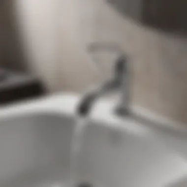 Close-up of the functionality of a bathroom faucet