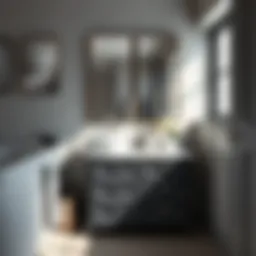 Elegant bathroom floor storage cabinet showcasing sleek drawers