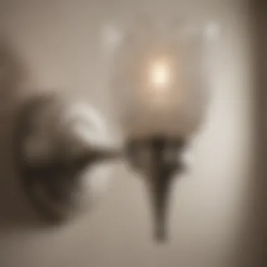 Close-up of a brushed nickel sconce highlighting texture and finish