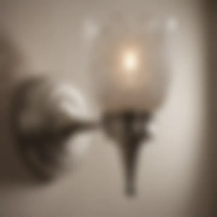 Close-up of a brushed nickel sconce highlighting texture and finish