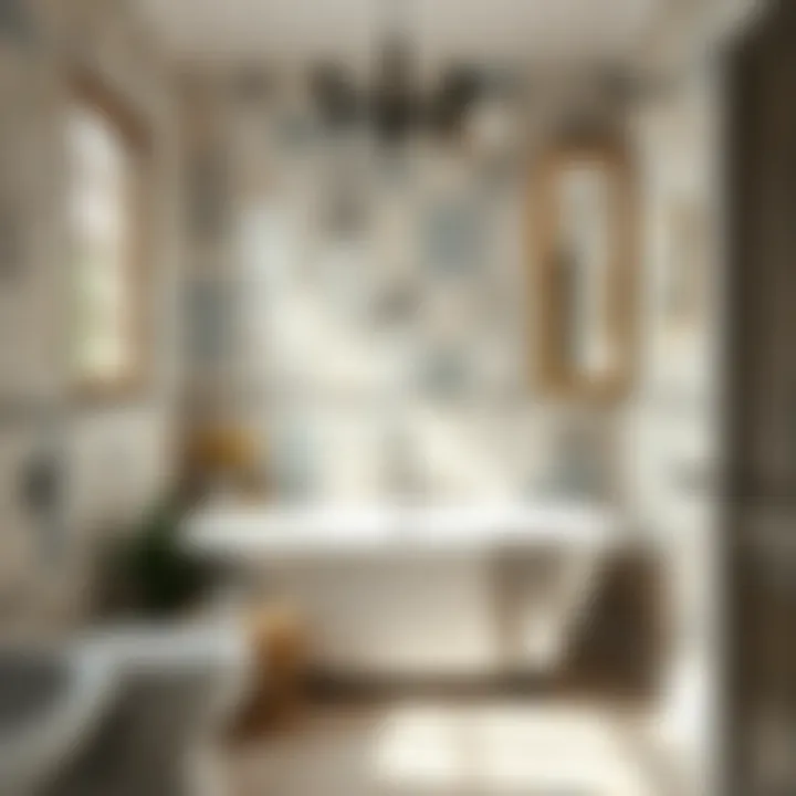 A beautifully arranged bathroom showcasing diverse stick-on tile designs