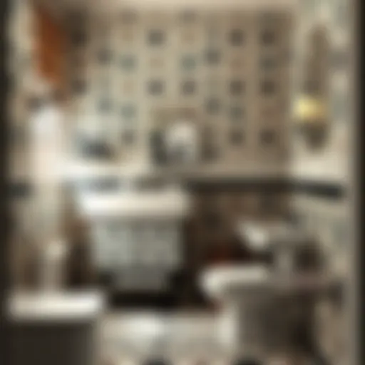 Elegant bathroom featuring stick-on tiles in vibrant patterns