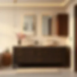 Elegant bathroom vanity with countertop cabinets showcasing modern design