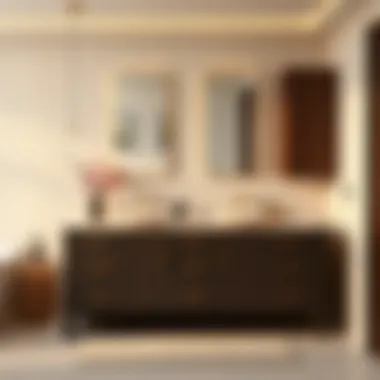 Elegant bathroom vanity with countertop cabinets showcasing modern design