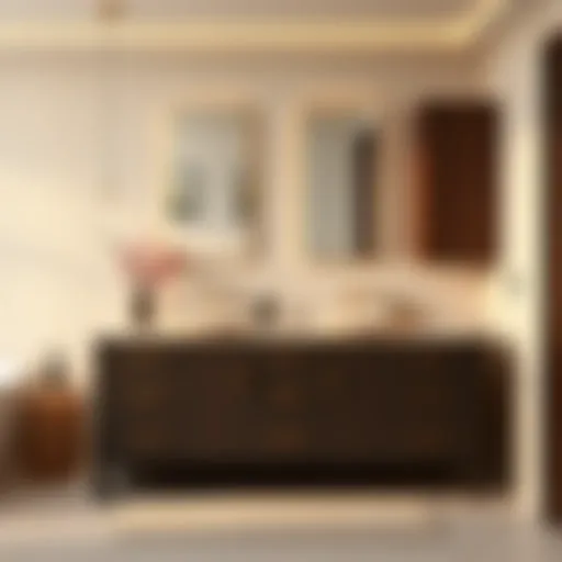 Elegant bathroom vanity with countertop cabinets showcasing modern design