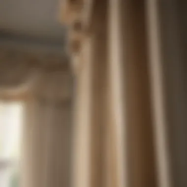 Close-up of textured fabric of a beige valance