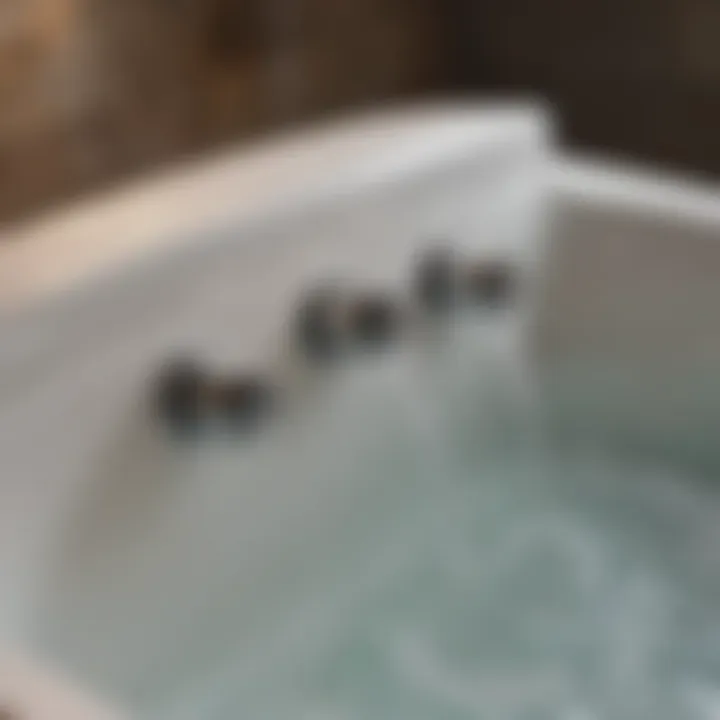 Close-up view of the whirlpool jets in a bathtub