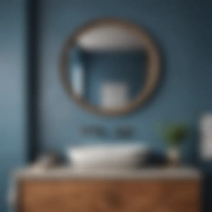 Soothing blue and tan color scheme with minimalist decor