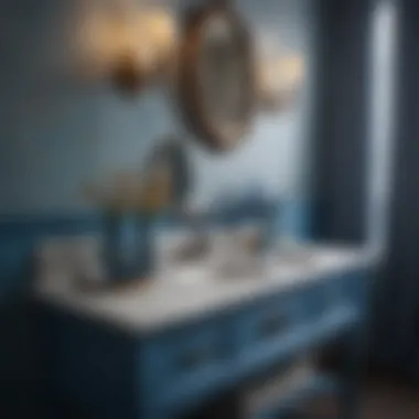 Traditional bathroom showcasing blue vintage accessories