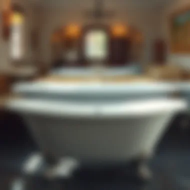 Various cast iron clawfoot bathtubs in different styles and finishes