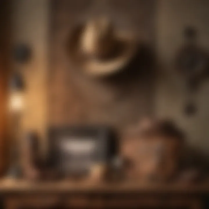 Thematic accessories including cowboy hats and rustic artwork enhancing the decor