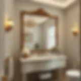 Elegant Bathroom Design with Vanity Mirror Stunning bathroom with a large vanity mirror reflecting elegant decor