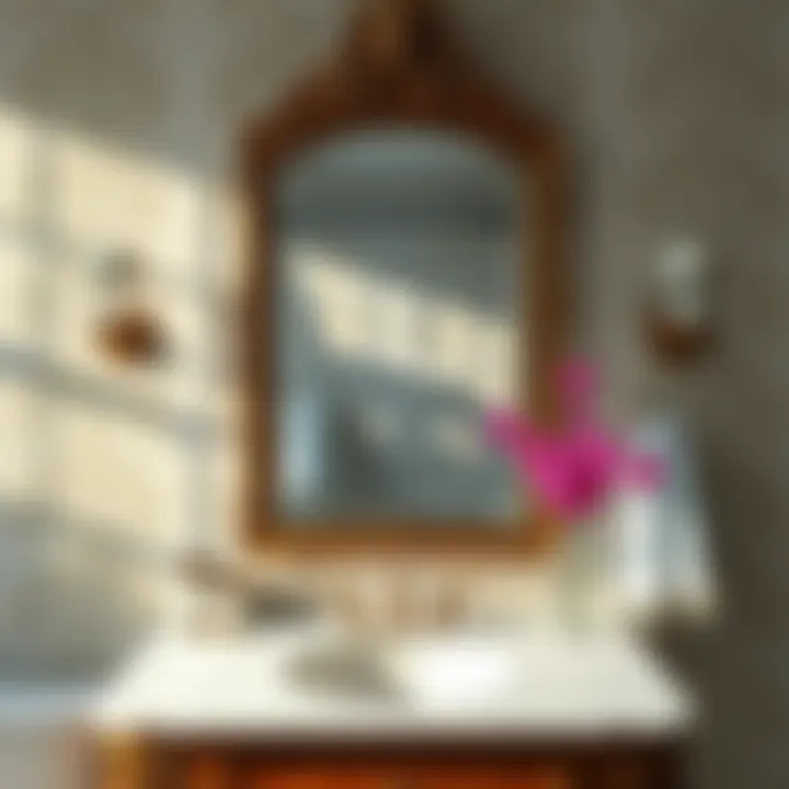 Optimal Placement of a Vanity Mirror A beautifully arranged bathroom showcasing ideal mirror placement