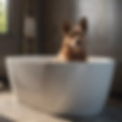 A stylish dog bath tub featuring a comfortable design