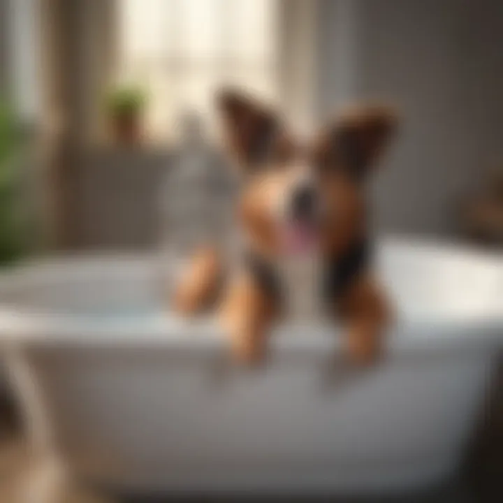 Detailed view of the features of a dog bath tub with steps