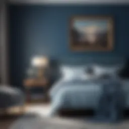 Calming blue bedroom setting with soft textures