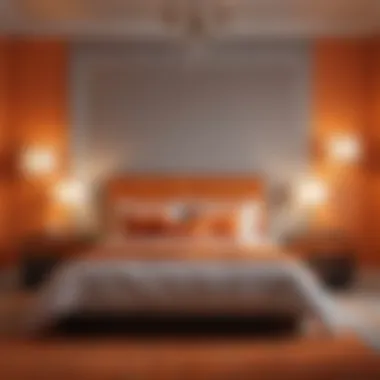 Vibrant orange accents in a creative bedroom environment