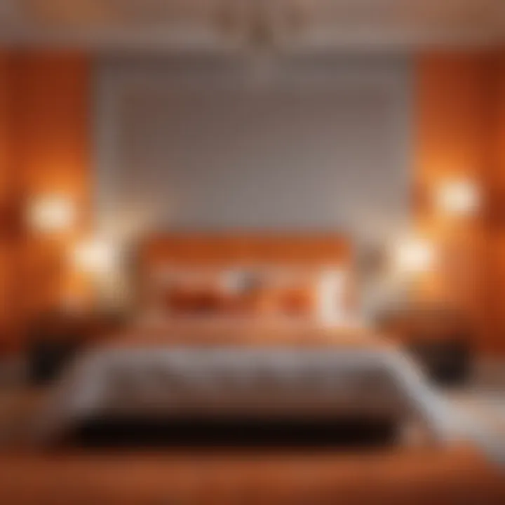 Vibrant orange accents in a creative bedroom environment