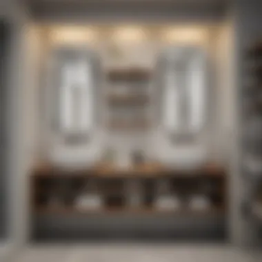 Efficient Use of Space with Double Bathroom Shelves Creative arrangement of bathroom essentials on double shelves, enhancing spatial efficiency