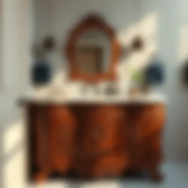 Customizable Features and Unique Patterns Customizable features of a hand-carved vanity with unique patterns