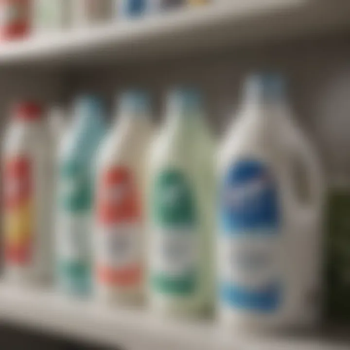 Variety of high-efficiency laundry detergent brands displayed on a shelf