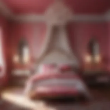 An elegantly styled bedroom with hot pink accents