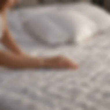 Person checking mattress cover labels for hypoallergenic properties