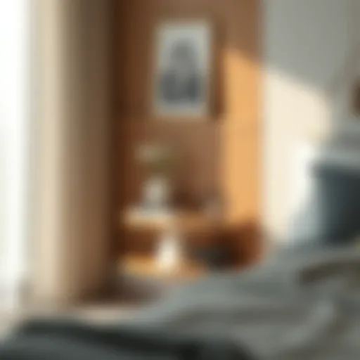 Modern Minimalist End Table Modern minimalist end table in a cozy bedroom setting