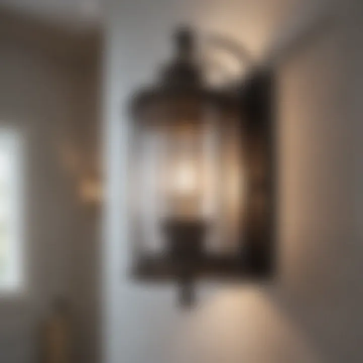 Contemporary lantern style light fixture enhancing modern bathroom