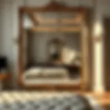 Elegant large mirror reflecting a stylish bedroom