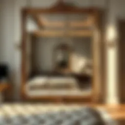 Elegant large mirror reflecting a stylish bedroom