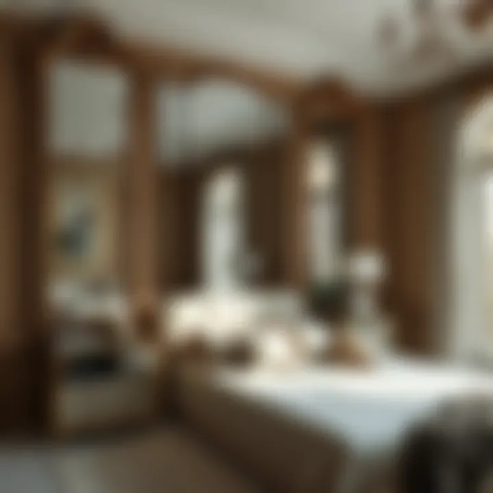 Stylishly arranged large mirrors creating an illusion of space