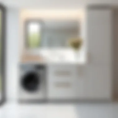 A Sleek Modern Laundry Sink with Integrated Cabinetry Modern laundry sink integrated with cabinetry