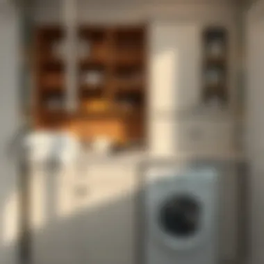 Stylish Laundry Cabinet Featuring Innovative Storage Solutions Stylish laundry cabinet showcasing storage options