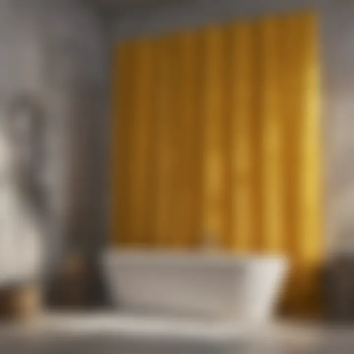 Vibrant mustard shower curtain enhancing a serene bath environment