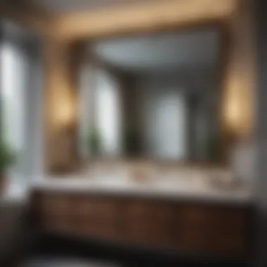 Luxurious Reflection in Bathroom Design Luxurious oversized mirror reflecting a beautifully decorated bathroom