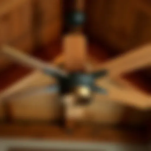 Rustic Ceiling Fan with Wooden Beams Rustic ceiling fan blending with wooden beams