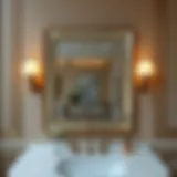 Elegant small square mirror reflecting light