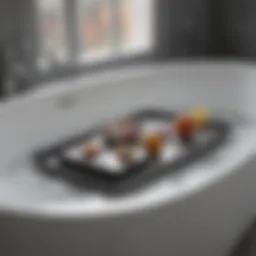 Elegant suction cup bathtub tray showcasing its sleek design