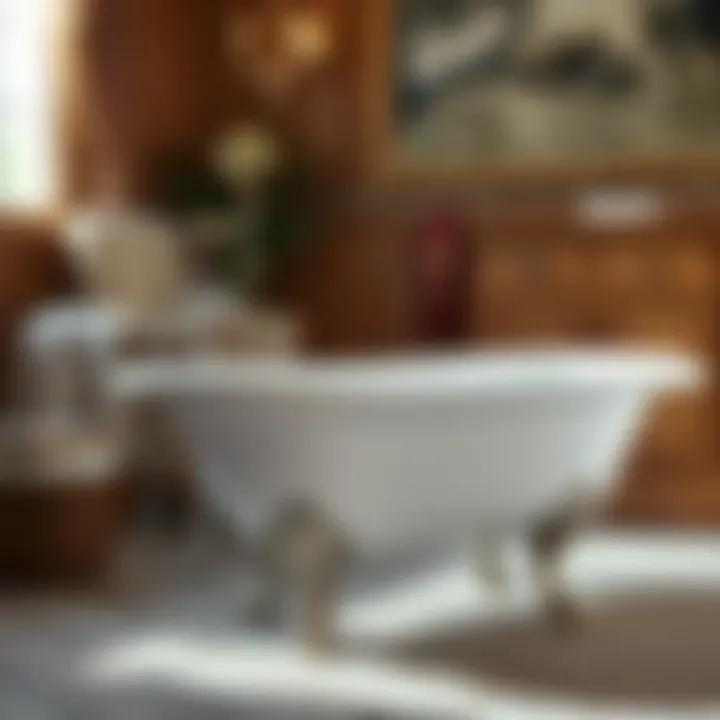 Close-up of the intricate design of a claw foot bath tub