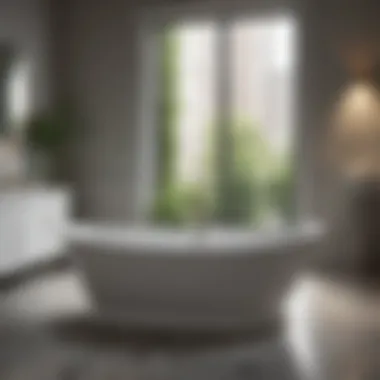 Modern Display of Bathtub Figurines in a Contemporary Setting A contemporary display of bathtub figurines in a modern bathroom setting.