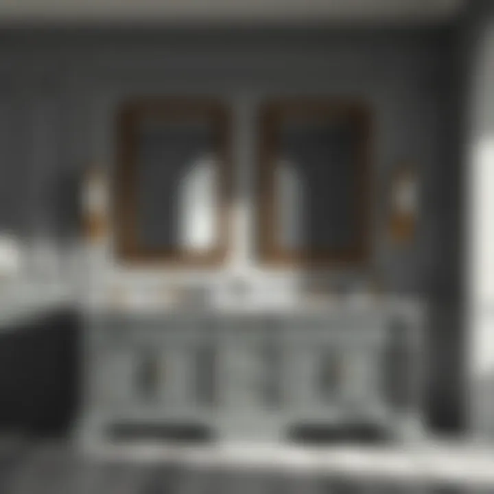 Luxury Finish of Gray Double Vanity Luxurious gray bathroom double vanity showcasing premium materials