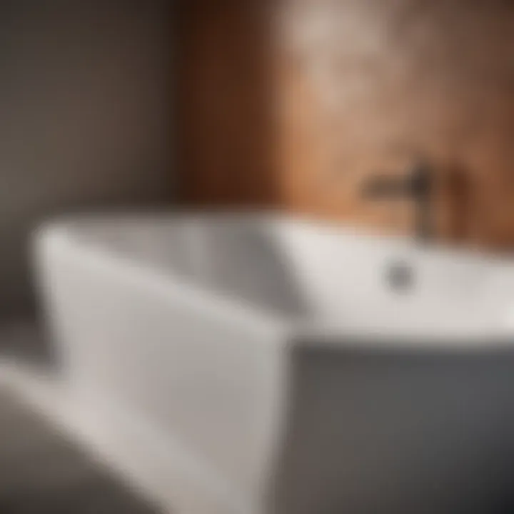 Close-up view of the smooth surface and material of an alcove bathtub