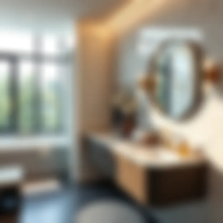 Stylish bathroom showcasing space-saving features of wall-mounted vanities