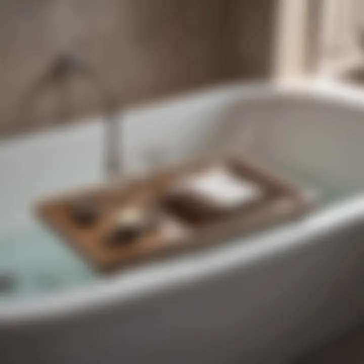 Variety of materials used in bathtub reading trays