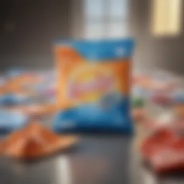 Laundry detergent sheets in vibrant packaging