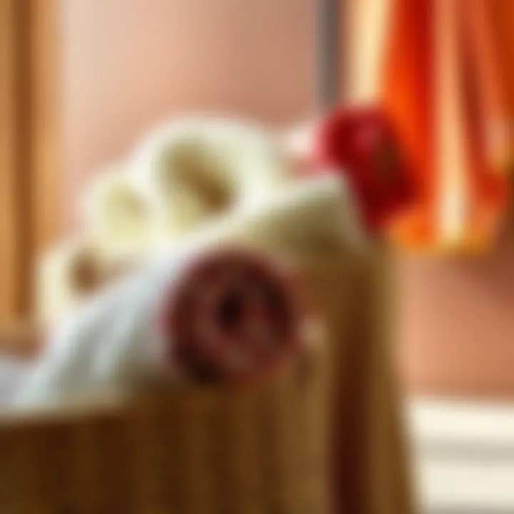 Material Variety in Dual Hampers Close-up of a dual laundry hamper showcasing material textures