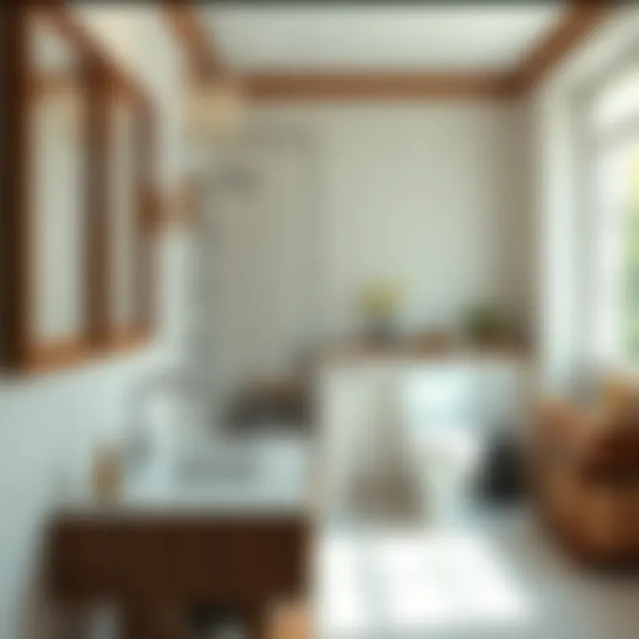 Stylish Bathroom Interior Stylish bathroom interior complemented by a driftwood vanity