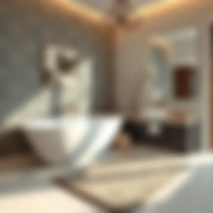 Elegant contour bath rug set in a modern bathroom setting