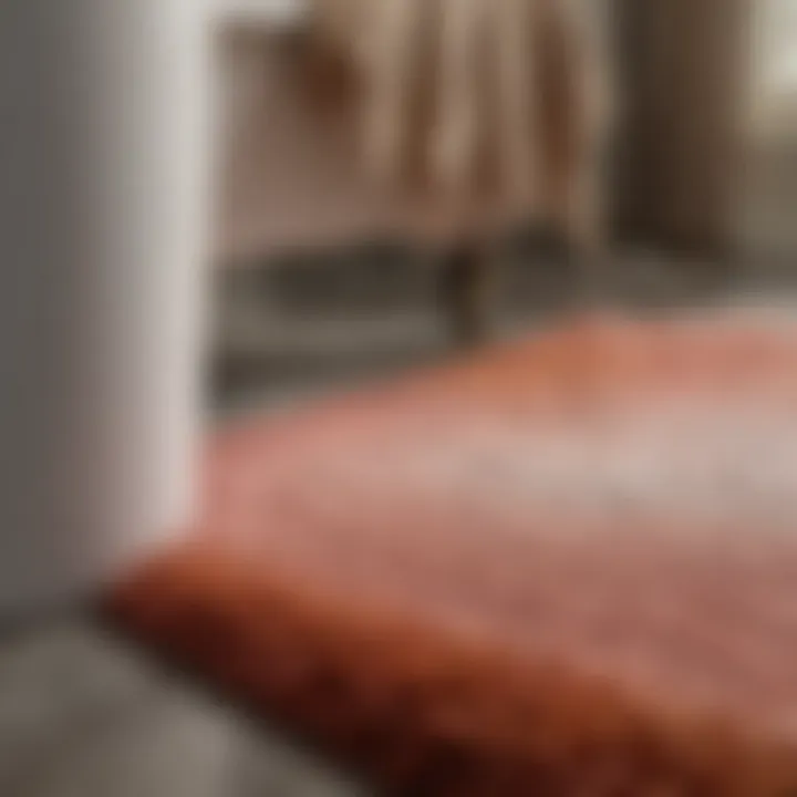 Close-up of soft textures in an ombre bath rug